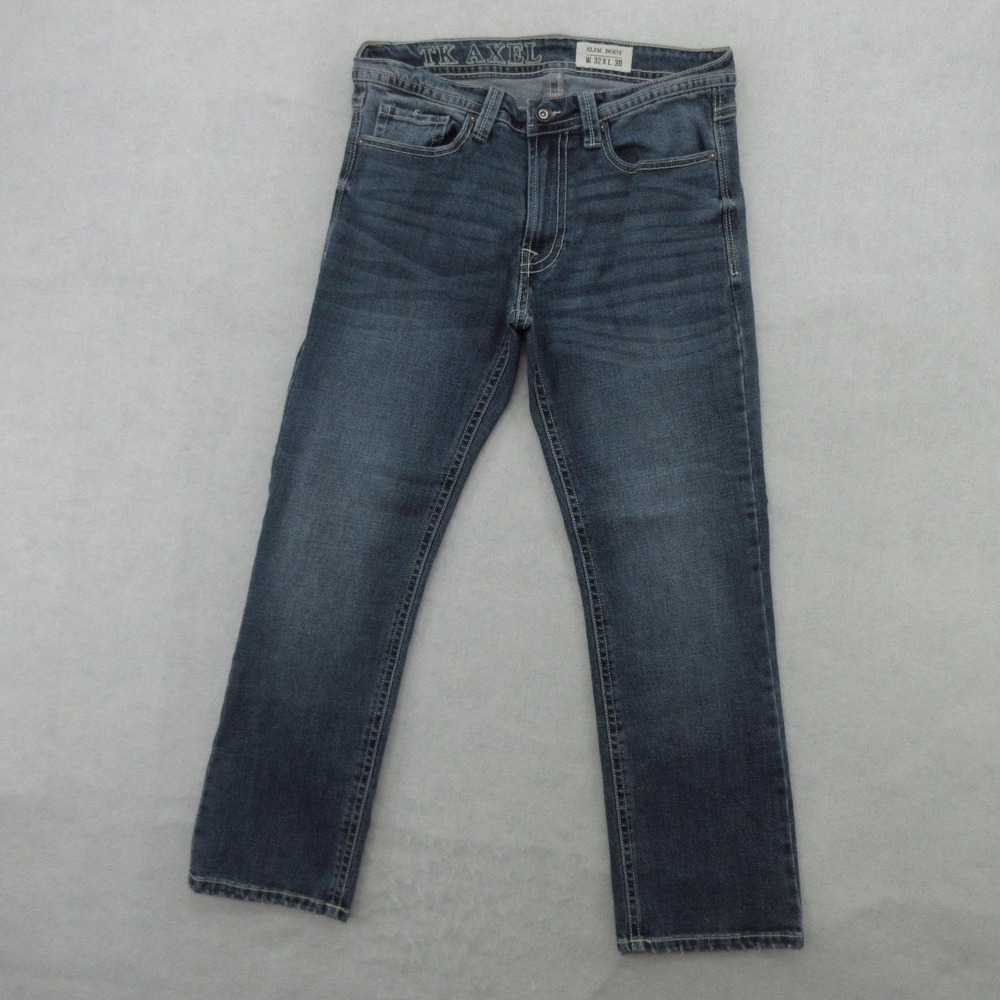 TK Axel Slim Boot Jeans Mens 32x29 (Tag 32X30) Blue Medium Wash Stretch Denim